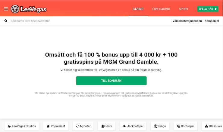 Bästa nätcasino Sverige 2025 - Leo Vegas