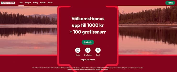 Casinostugan recension - Bilden visar Casinostugan casino startsida